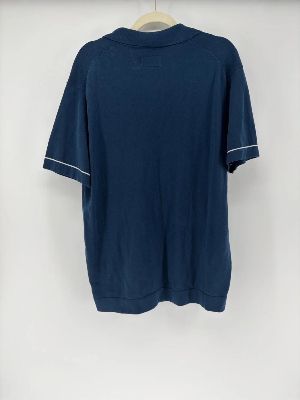 NWT The Normal Brand Robles Knit Button-Down Short-Sleeve White Piping/Trim L